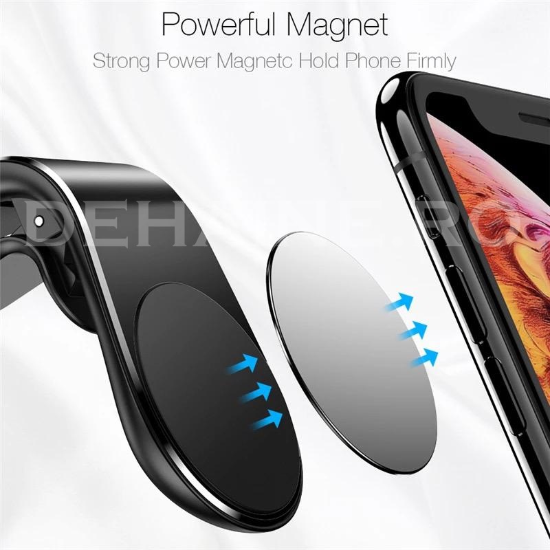 Suport auto magnetic pentru telefon - universal prindere pe grila de ventilatie metalic negru